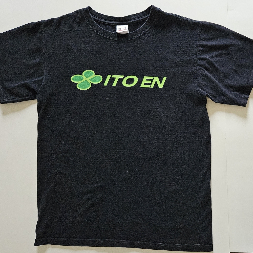 ITO EN Black T-Shirt with Green Logo, Vintage Heavyweight Cotton